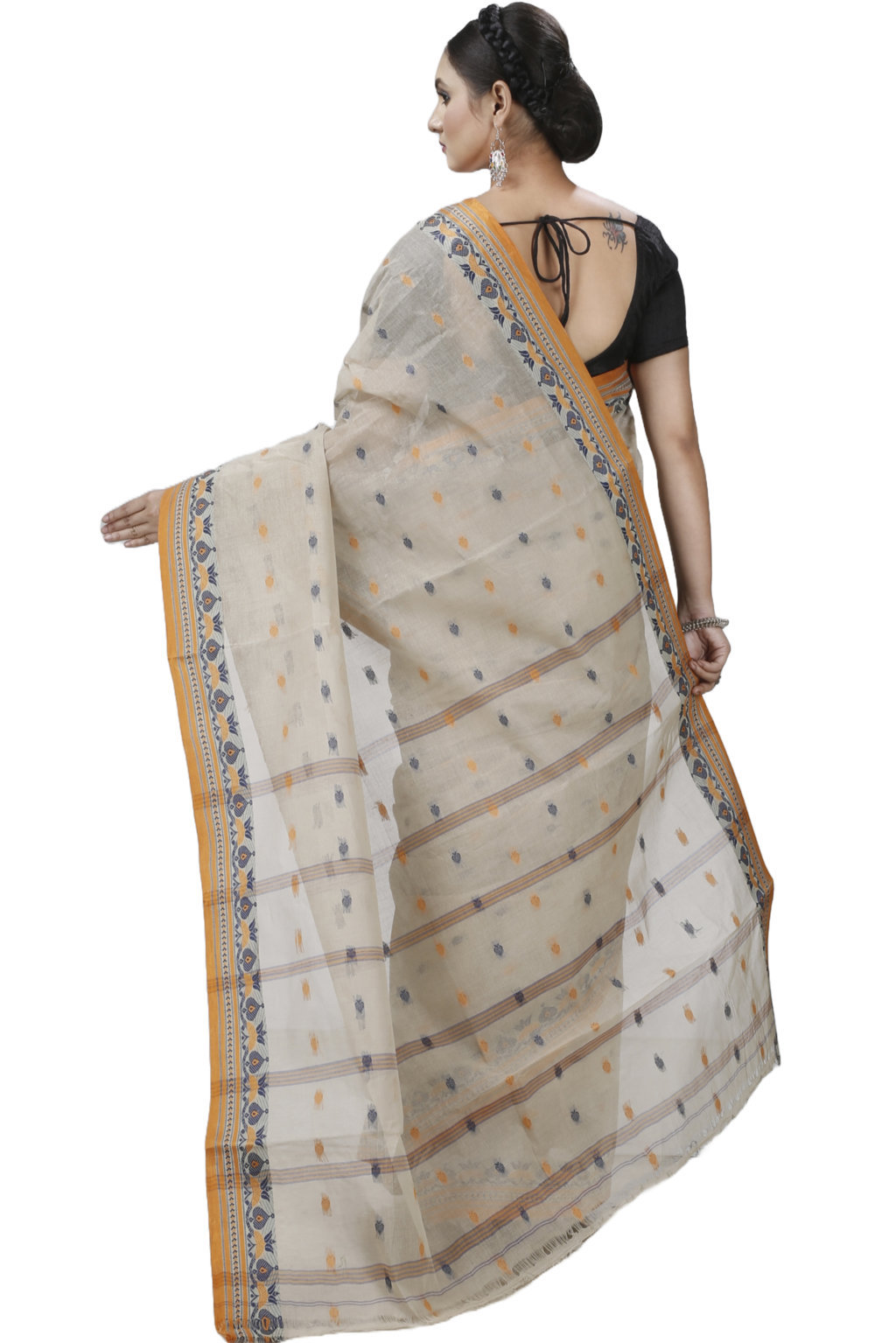 Brown Pure Cotton Uvra Tant Saree (1296)